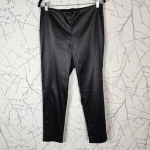 Timeless Naeem Khan Black Satin Stretch High Rise Skinny Pants